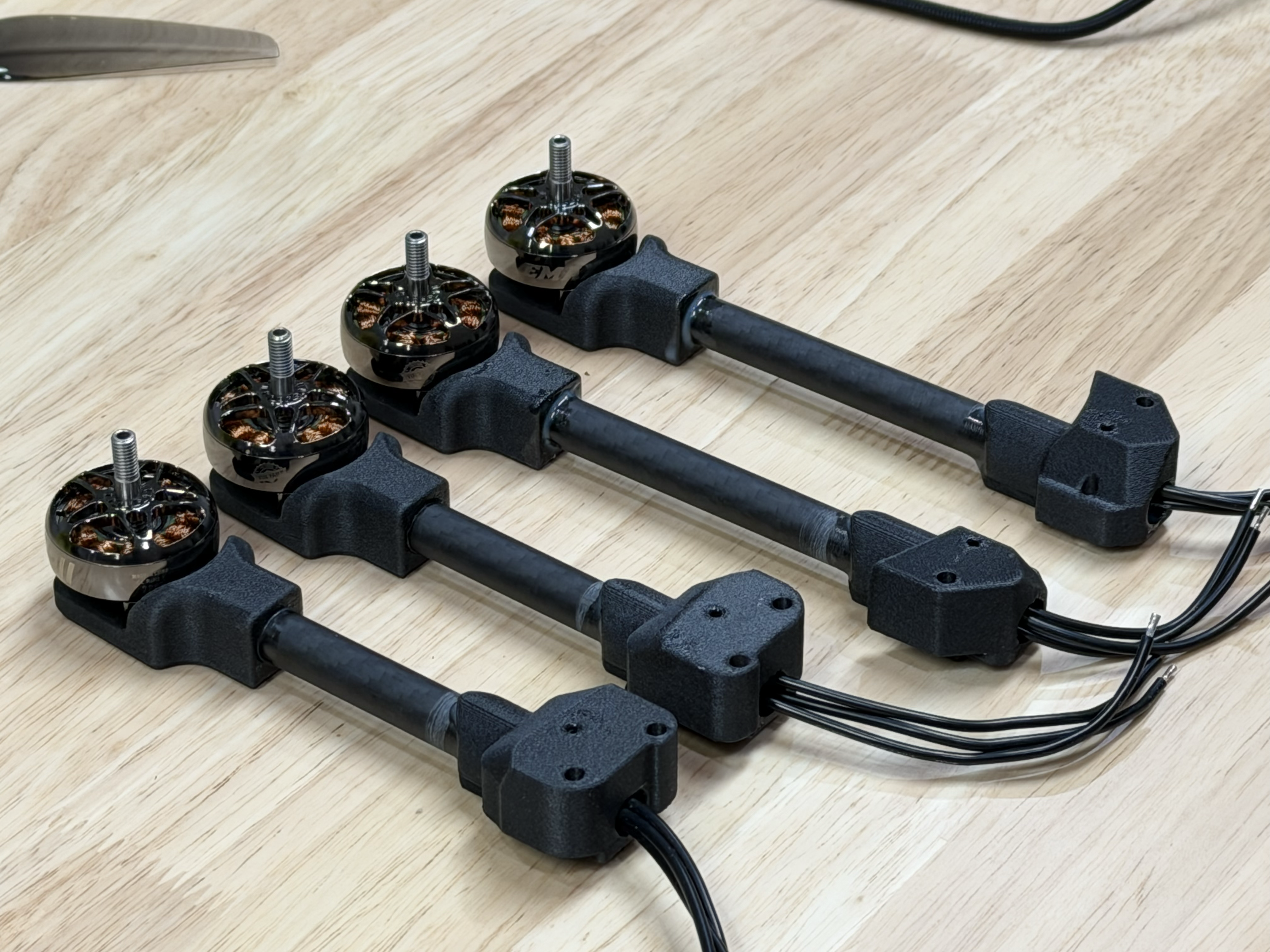 Finished arm — bonded into the chassis with the motor mounted